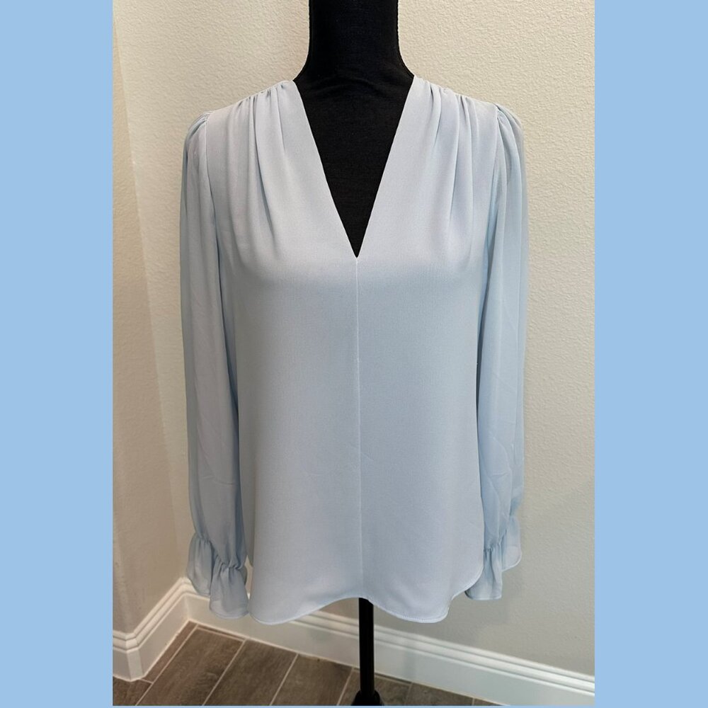 Eva Mendez by New York & Company Sheer Long Sleeve Blouse sz S